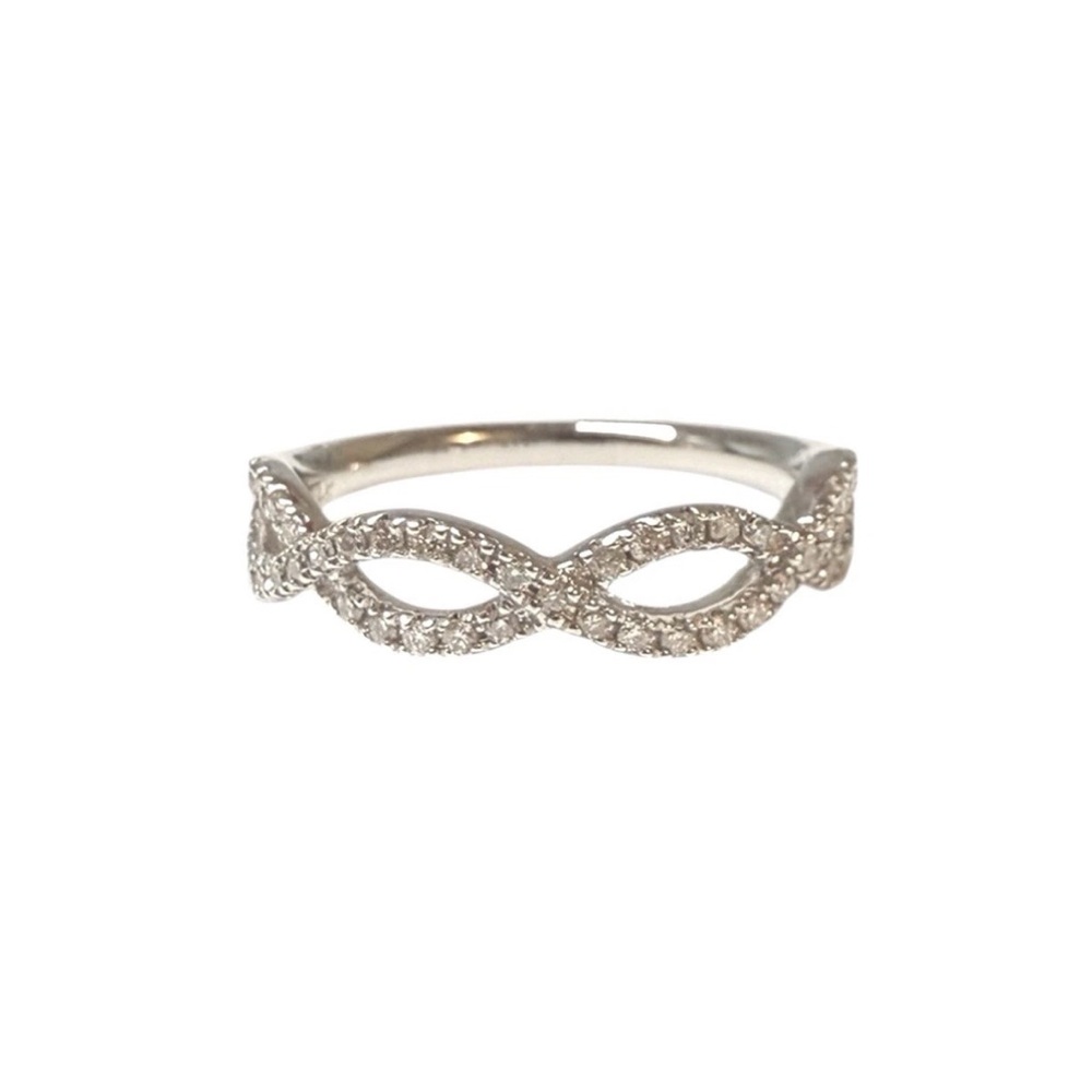 Pave Natural Diamond Infinity Half Way Stacking Ring 14k White Gold Size 6 4.5mm